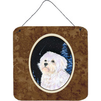 "Caroline's Treasures SS8461DS66 Starry Night Maltese Aluminum Metal Wall or Door Hanging Prints, 6 x 6"", Multicolor"
