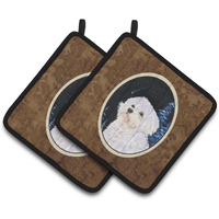 "Caroline's Treasures Starry Night Maltese Pair of Pot Holders SS8461PTHD, 7.5HX7.5W, Multicolor"