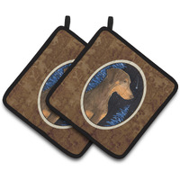 "Caroline's Treasures Starry Night Doberman Pair of Pot Holders SS8462PTHD, 7.5HX7.5W, Multicolor"