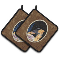 "Caroline's Treasures Starry Night Welsh Terrier Pair of Pot Holders SS8464PTHD, 7.5HX7.5W, Multicolor"