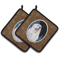"Caroline's Treasures Starry Night Great Pyrenees Pair of Pot Holders SS8466PTHD, 7.5HX7.5W, Multicolor"
