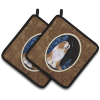 "Caroline's Treasures Starry Night Bearded Collie Pair of Pot Holders SS8467PTHD, 7.5HX7.5W, Multicolor"