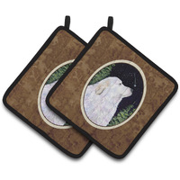 "Caroline's Treasures Starry Night Great Pyrenees Pair of Pot Holders SS8470PTHD, 7.5HX7.5W, Multicolor"