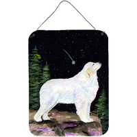 "Caroline's Treasures SS8471DS1216 Starry Night Great Pyrenees Aluminium Metal Wall or Door Hanging Prints, 16"" x 12"", Multicolor"