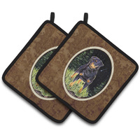 "Caroline's Treasures Starry Night Rottweiler Pair of Pot Holders SS8475PTHD, 7.5HX7.5W, Multicolor"