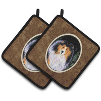 "Caroline's Treasures Starry Night Collie Pair of Pot Holders SS8491PTHD, 7.5HX7.5W, Multicolor"