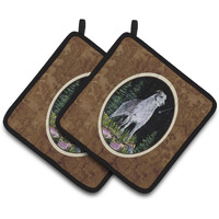 "Caroline's Treasures Starry Night Scottish Deerhound Pair of Pot Holders SS8493PTHD, 7.5HX7.5W, Multicolor"