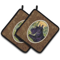 "Caroline's Treasures Scottish Terrier Pair of Pot Holders SS8511PTHD, 7.5HX7.5W, Multicolor"