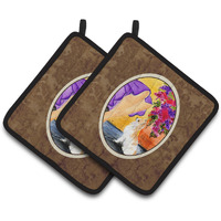 "Caroline's Treasures Lady with Her Chihuahua Pair of Pot Holders SS8521PTHD, 7.5HX7.5W, Multicolor"