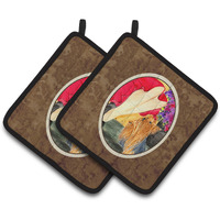 "Caroline's Treasures Lady with Her Yorkie Pair of Pot Holders SS8522PTHD, 7.5HX7.5W, Multicolor"