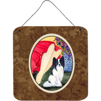 "Caroline's Treasures Lady with Her Papillion Aluminum Metal Wall or Door Hanging Prints, 6 x 6"", Multicolor"