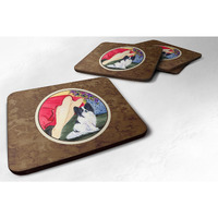 "Caroline's Treasures SS8523FC Lady with Her Papillon Foam Coasters (Set of 4), 3.5"" H x 3.5"" W, Multicolor"