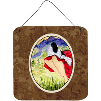 "Caroline's Treasures Lady with Her Japanese Chin Aluminum Metal Wall or Door Hanging Prints, 6 x 6"", Multicolor"