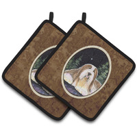 "Caroline's Treasures Starry Night Bearded Collie Pair of Pot Holders SS8529PTHD, 7.5HX7.5W, Multicolor"