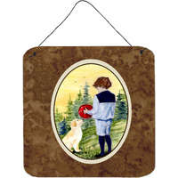 "Caroline's Treasures SS8530DS66 Little Boy with His Golden Retriever Wall or Door Hanging Prints, 6 x 6"", Multicolor"
