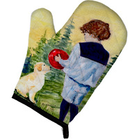 "Caroline's Treasures SS8530OVMT Little Boy with His Golden Retriever Oven Mitt, 12"" by 8.5"", Multicolor"