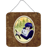 "Caroline's Treasures Woman Driving with Her Westie Aluminum Metal Wall or Door Hanging Prints, 6 x 6"", Multicolor"