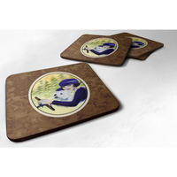 "Caroline's Treasures SS8532FC Woman Driving with Her Westie Foam Coasters (Set of 4), 3.5"" H x 3.5"" W, Multicolor"