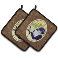 "Caroline's Treasures Woman Driving with Her Westie Pair of Pot Holders SS8532PTHD, 7.5HX7.5W, Multicolor"