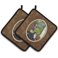 "Caroline's Treasures Little Girl with Her Bernese Mountain Dog Pair of Pot Holders SS8535PTHD, 7.5HX7.5W, Multicolor"