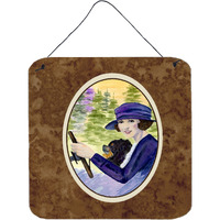 "Caroline's Treasures Lady Driving with Her Pomeranian Aluminum Metal Wall or Door Hanging Prints, 6 x 6"", Multicolor"