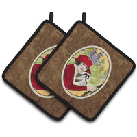 "Caroline's Treasures Lady Driving with Her Shih Tzu Pair of Pot Holders SS8539PTHD, 7.5HX7.5W, Multicolor"