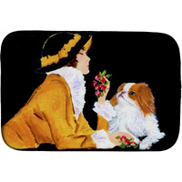"Caroline's Treasures Lady with her Japanese Chin Dish Drying Mat, 14"" x 21"", Multicolor"