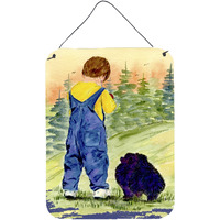 "Caroline's Treasures Little Boy with His Pomeranian Aluminium Metal Wall or Door Hanging Prints, 16"" x 12"", Multicolor"
