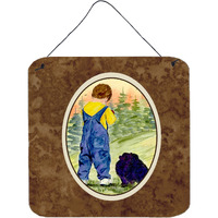 "Caroline's Treasures Little Boy with His Pomeranian Aluminum Metal Wall or Door Hanging Prints, 6 x 6"", Multicolor"