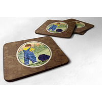 "Caroline's Treasures SS8544FC Little Boy with His Pomeranian Foam Coasters (Set of 4), 3.5"" H x 3.5"" W, Multicolor"