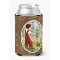 Little Boy with his  Golden Retriever Can or Bottle Beverage Insulator Hugger