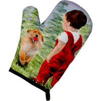 "Caroline's Treasures SS8545OVMT Little Boy with His Golden Retriever Oven Mitt, 12"" by 8.5"", Multicolor"