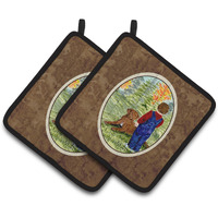 "Caroline's Treasures Little Boy with His Chesapeake Bay Retriever Pair of Pot Holders SS8547PTHD, 7.5HX7.5W, Multicolor"
