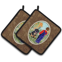 "Caroline's Treasures Tibetan Mastiff Pair of Pot Holders SS8548PTHD, 7.5HX7.5W, Multicolor"