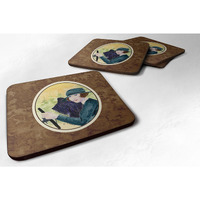 "Caroline's Treasures SS8549FC Lady Driving with Her Briard Foam Coasters (Set of 4), 3.5"" H x 3.5"" W, Multicolor"