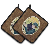 "Caroline's Treasures Lady Driving with Her Briard Pair of Pot Holders SS8549PTHD, 7.5HX7.5W, Multicolor"