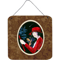 "Caroline's Treasures Lady Driving with Her Rottweiler Aluminum Metal Wall or Door Hanging Prints, 6 x 6"", Multicolor"