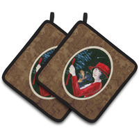 "Caroline's Treasures Lady Driving with Her Rottweiler Pair of Pot Holders SS8551PTHD, 7.5HX7.5W, Multicolor"