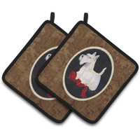 "Caroline's Treasures Scottish Terrier Pair of Pot Holders SS8553PTHD, 7.5HX7.5W, Multicolor"