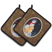 "Caroline's Treasures SS8554PTHD Snowman with Chow Chow Pot Holders (1 Pair), 7.5"" x 7.5"", Multicolor"