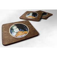 "Caroline's Treasures SS8555FC Snowman with Lakeland Terrier Foam Coasters Set of 4 (Set of 4), 3.5"" H x 3.5"" W, Multicolor"