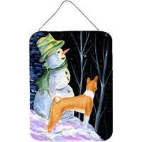 "Caroline's Treasures Snowman with Basenji Aluminium Metal Wall or Door Hanging Prints, 16"" x 12"", Multicolor"