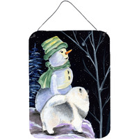 "Caroline's Treasures Snowman with Keeshond Aluminium Metal Wall or Door Hanging Prints, 16"" x 12"", Multicolor"
