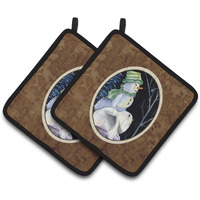 "Caroline's Treasures Snowman with Keeshond Pair of Pot Holders SS8557PTHD, 7.5HX7.5W, Multicolor"