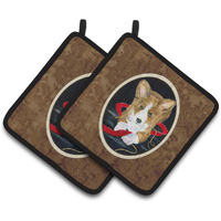 "Caroline's Treasures Corgi Pair of Pot Holders SS8570PTHD, 7.5HX7.5W, Multicolor"