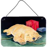 "Caroline's Treasures SS8576DS812 Golden Retriever Indoor Aluminum Metal Wall or Door Hanging Prints, 8 x 12"", Multicolor"