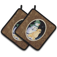 "Caroline's Treasures Golden Retriever Pair of Pot Holders SS8577PTHD, 7.5HX7.5W, Multicolor"