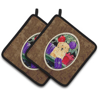 "Caroline's Treasures Golden Retriever Pair of Pot Holders SS8581PTHD, 7.5HX7.5W, Multicolor"