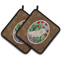 "Caroline's Treasures SS8610PTHD Golden Retriever Pot Holders (1 Pair), 7.5"" x 7.5"", Multicolor"