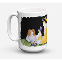 "Caroline's Treasures SS8633CM15 Papillion Dishwasher Safe Microwavable Ceramic Coffee Mug, 15 oz, Multicolor"